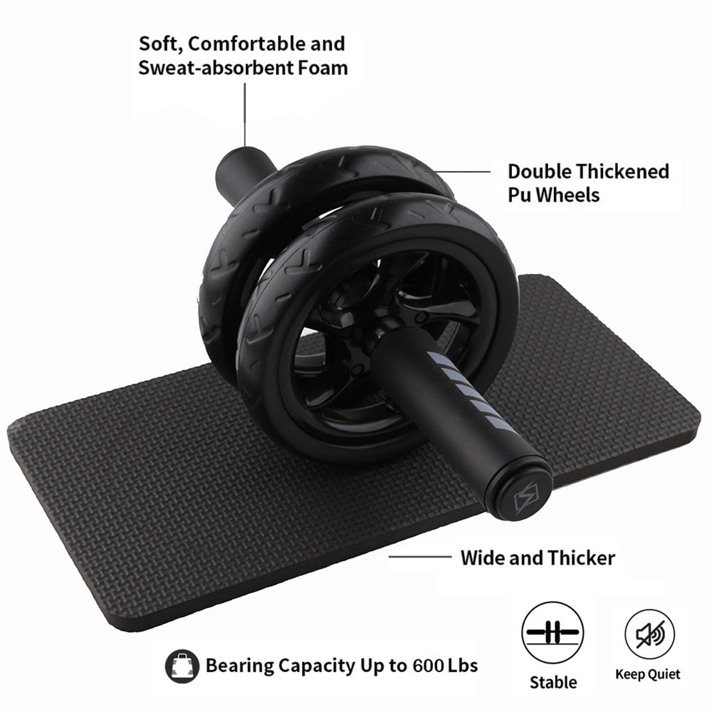 Premium Ab Roller Wheel for Core & Abdominal Strength Training - No Noise, Durable ABS & EVA Material, Includes Mat for