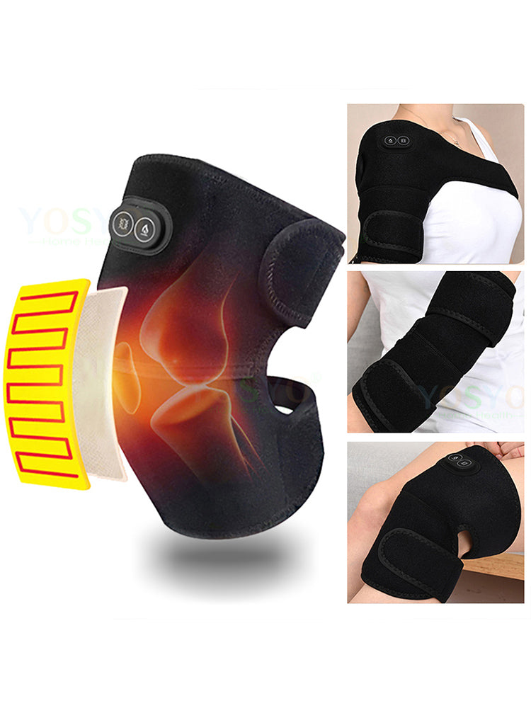 Premium Electric Heated Shoulder Brace & Knee Support with Vibration Massage, Adjustable Strap, Far Infrared Heat, USB  