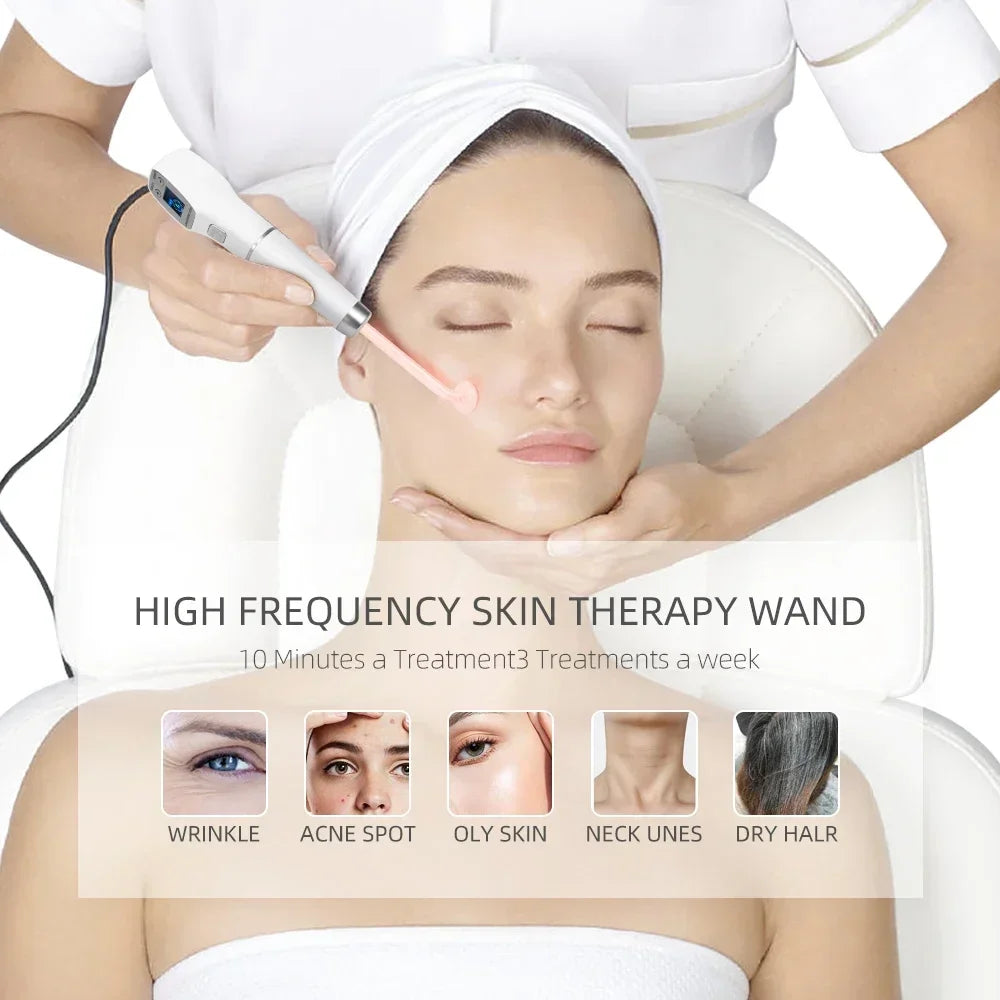 Premium 4 in 1 High Frequency Skin Therapy Wand - Portable Electrotherapy Device for Acne Treatment, Skin Rejuvenation, Anti