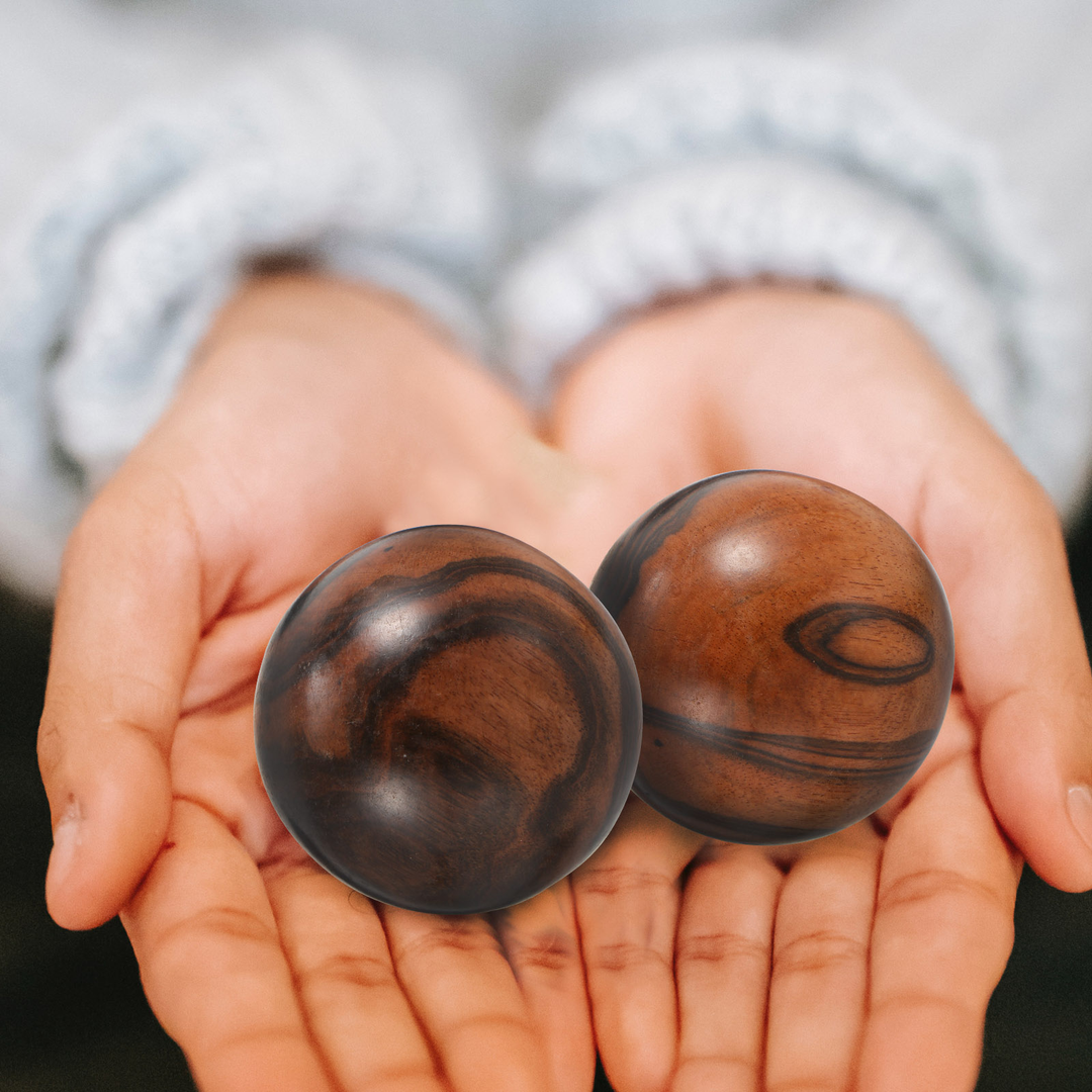 Premium Wooden Massage Balls for Hand Exercise, Stress Relief, and Finger Strength – Set of 2, Ideal for Arthritis, Carpal