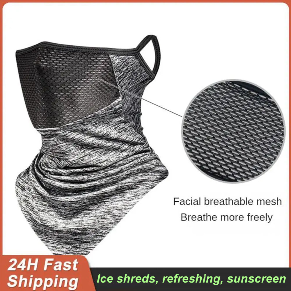 Premium Breathable Ear Hanging Mask – Ice Silk Cycling Face Cover, Triangle Headscarf, Nylon Cool Material for Outdoor 