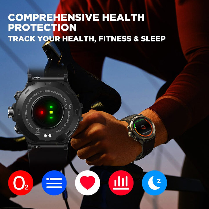 Premium GPS Smartwatch with 1.3" AMOLED Display, 24h Heart Rate & SpO2 Monitor, 5 ATM Waterproof, 25-Day Battery Life, 