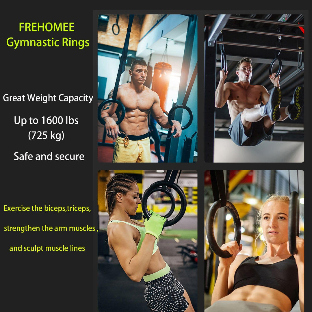 Premium Gymnastic Rings – 1000lbs Capacity, Adjustable Buckle Straps, Non-Slip Rings for Pull Up and Home Fitness, Durable