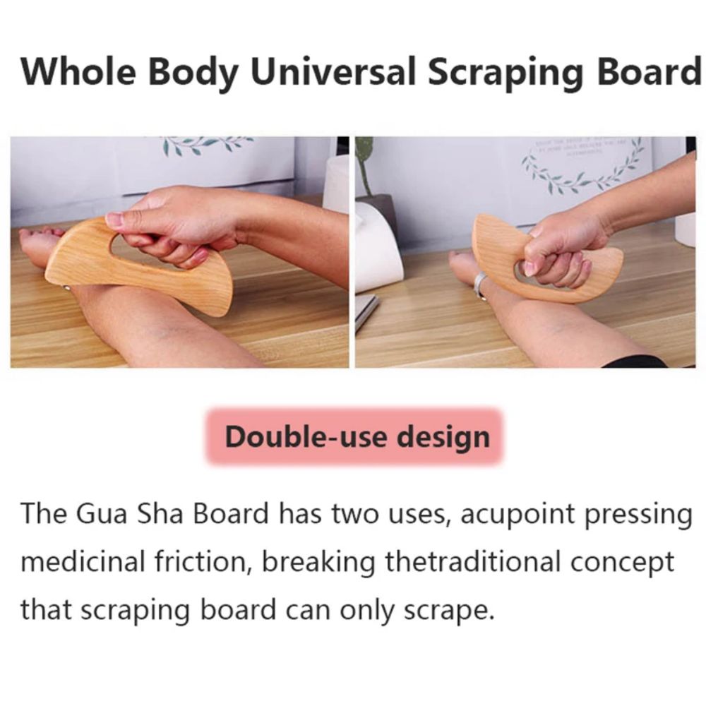 Premium Wooden Gua Sha Tool for Body Massage Therapy, Slimming Scraping Board for Acupoint Massage on Chest, Back, Neck, 