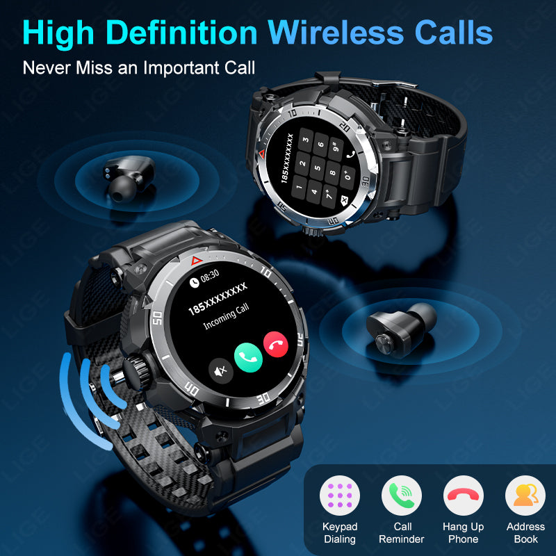 Premium Smartwatch with NFC & Bluetooth Headset – TWS Music & Talk, Sports Tracking, Sleep Monitoring, Camera Control, Music 