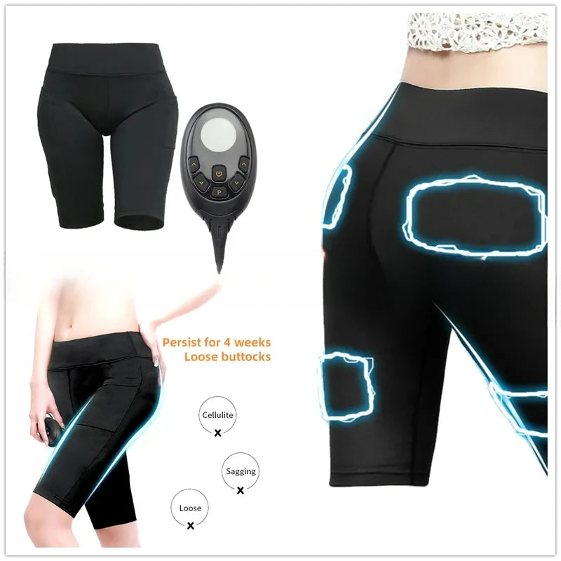 Premium EMS Muscle Stimulation Massage Pants for Weight Loss and Leg Shaping, USB Rechargeable Slimming Yoga Shorts with 