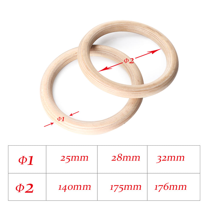 Premium Gymnastic Rings – Adjustable Wood Strength Training Rings with Heavy Duty Zinc Alloy Buckles & Anti-Slip Straps for