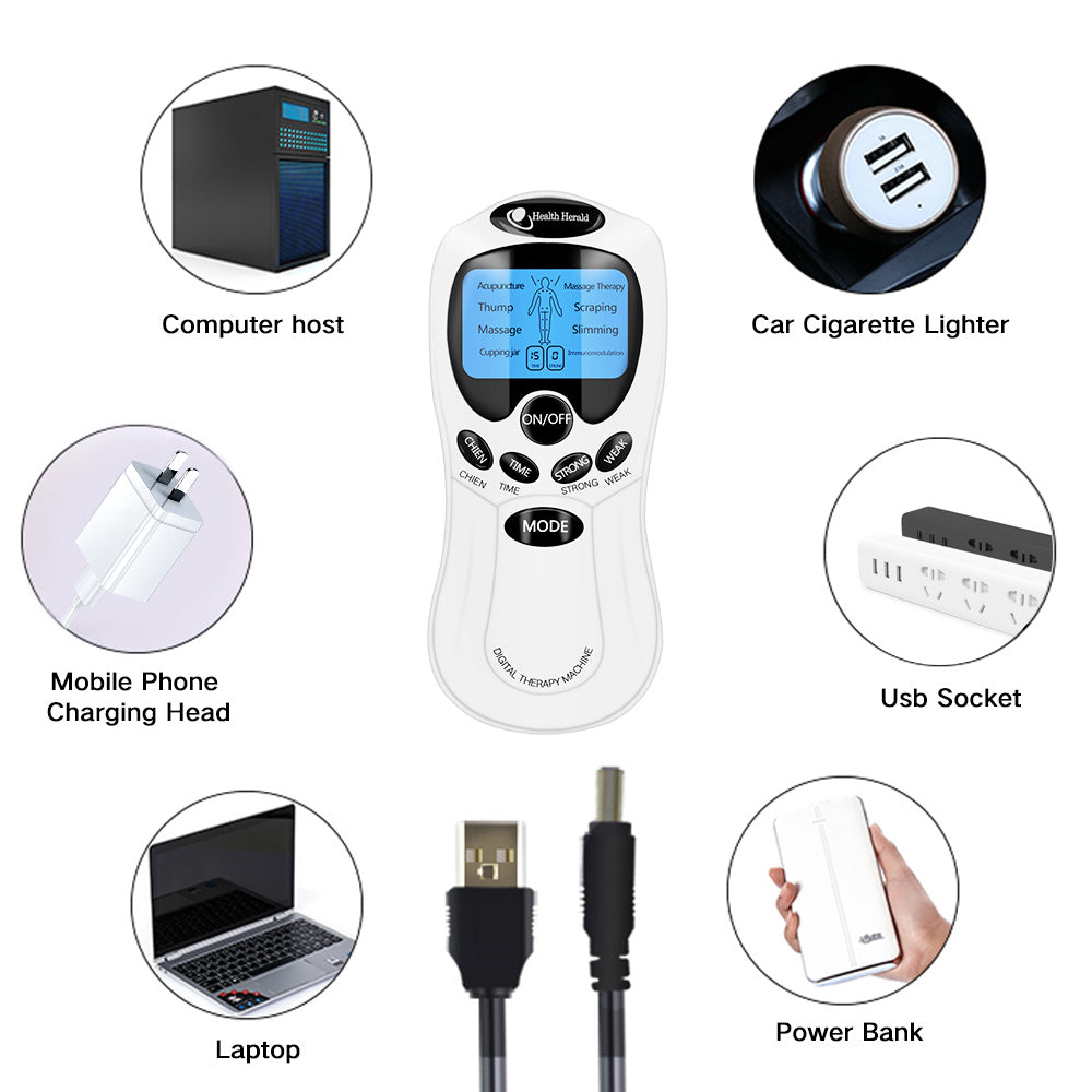 Premium Digital EMS TENS Muscle Stimulator for Body Massage - Acupuncture Therapy Machine with LCD Display, Adjustable 