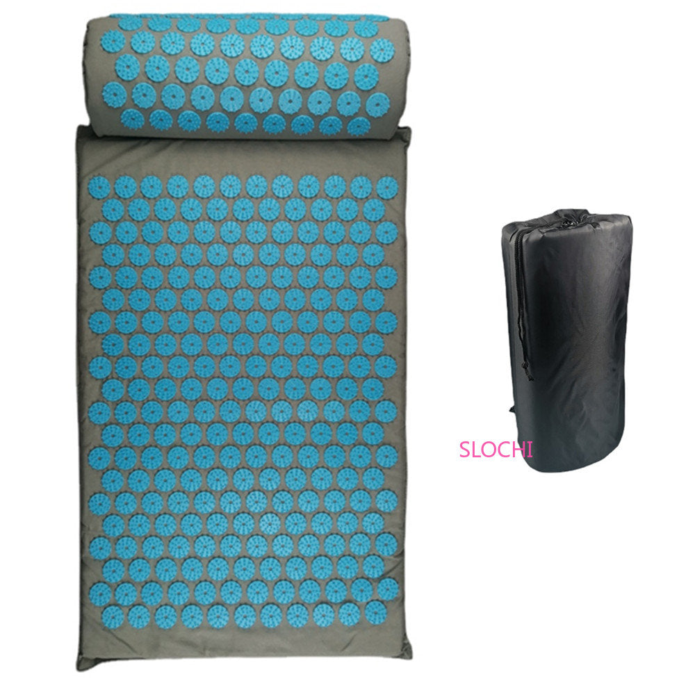 Premium Acupressure Massage Mat – Stress Relief & Back Pain Relief – Yoga Mat with Spikes, Pillow & Portable Design 