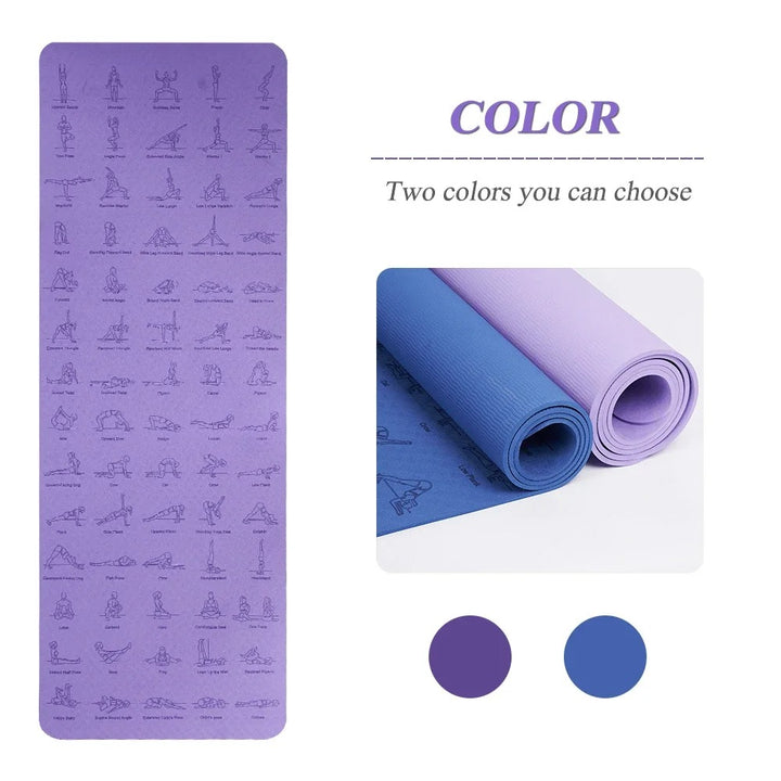 Premium TPE Yoga Mat – 183x61cm Anti-Skid Exercise & Pilates Mat – Eco-Friendly, Durable, Anti-Tear, Non-Slip 