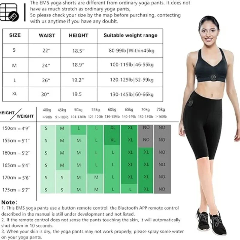 Premium EMS Muscle Stimulation Massage Pants for Weight Loss and Leg Shaping, USB Rechargeable Slimming Yoga Shorts with 