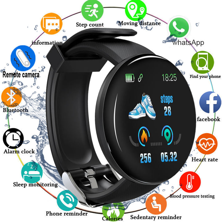 Premium D18 Smart Watch - Waterproof Fitness Tracker with Heart Rate, Blood Pressure, Oxygen Monitor, Call & Message 