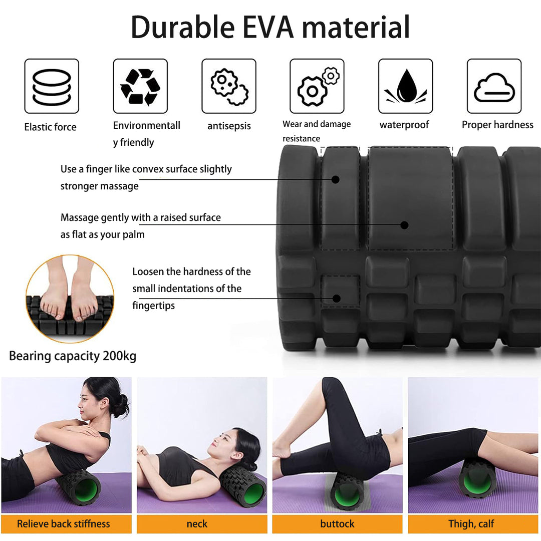 Premium 6-in-1 Yoga Training Kit for Fitness, Pilates & Muscle Recovery, Includes Foam Roller, Massage Stick, Tension Band