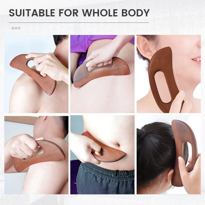 Premium Wooden Gua Sha Tool for Body Massage Therapy, Slimming Scraping Board for Acupoint Massage on Chest, Back, Neck, 