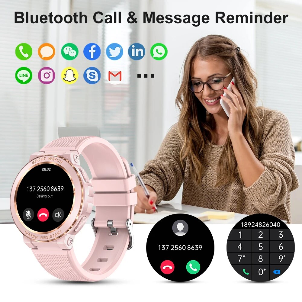 Premium Sport Smartwatch for Women – Bluetooth Call, IP68 Waterproof, Fitness Tracker, Health Monitoring, 1.2" HD 