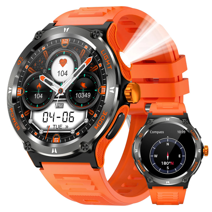 Premium Outdoor Sports Smartwatch for Men – GPS, 1.53" HD Display, Bluetooth Call, Compass, LED Flashlight, 3ATM Waterproof, 