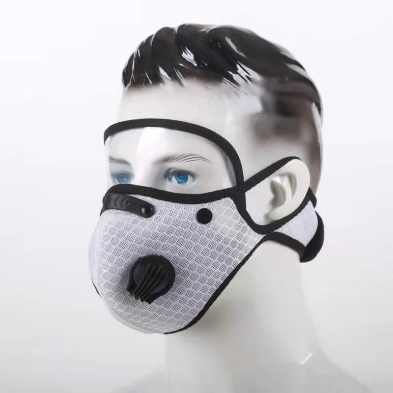 Premium Cycling Face Mask with Goggles – Dustproof Protective Mask with Replaceable Carbon Filter, Breathable Mesh, 