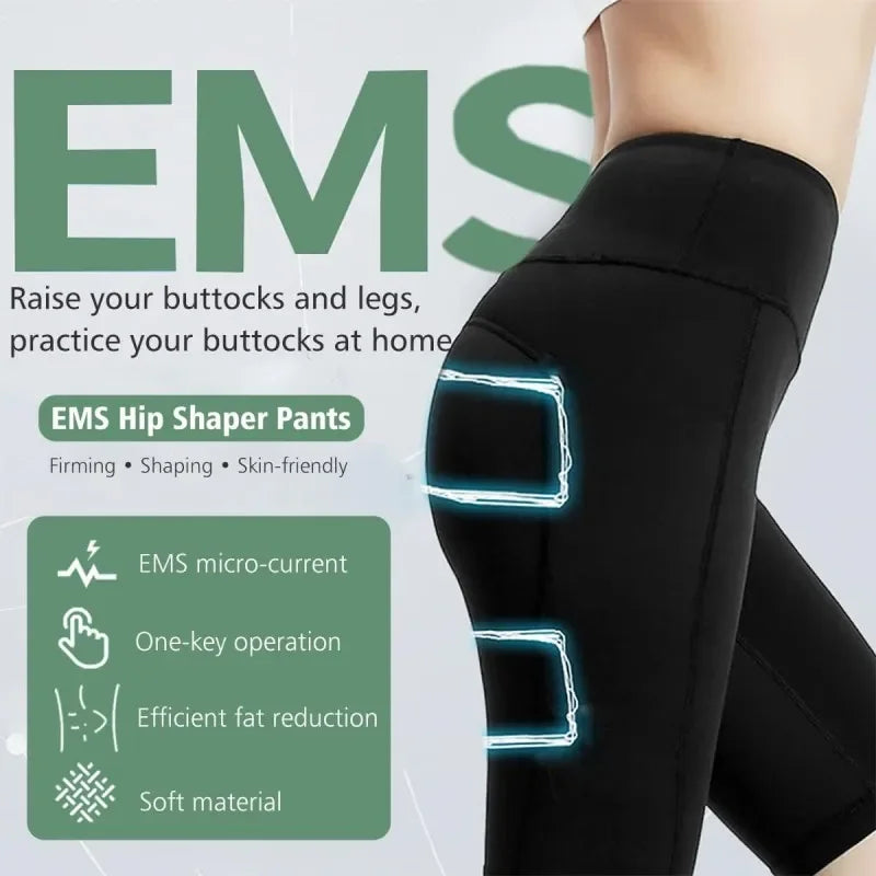 Premium EMS Muscle Stimulation Massage Pants for Weight Loss and Leg Shaping, USB Rechargeable Slimming Yoga Shorts with 