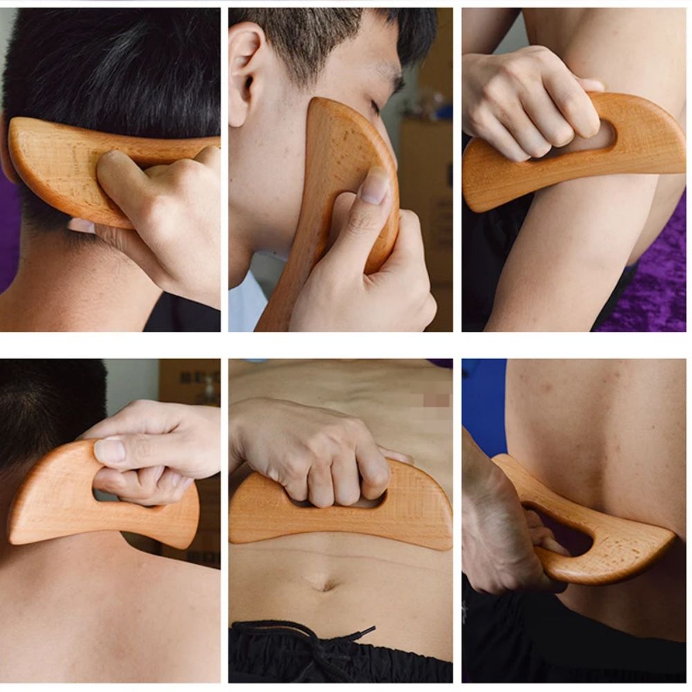 Premium Wooden Gua Sha Tool for Body Massage Therapy, Slimming Scraping Board for Acupoint Massage on Chest, Back, Neck, 