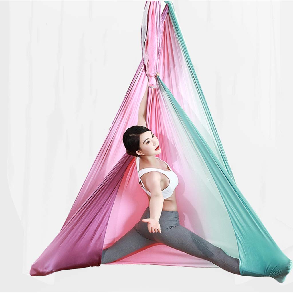 Premium Aerial Silks Yoga Hammock – Gradient Color Anti-Gravity Swing for Flying Yoga, Low Stretch Fabric, Available in 4-7M