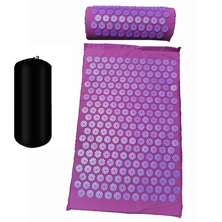 Premium Acupressure Massage Mat – Stress Relief & Back Pain Relief – Yoga Mat with Spikes, Pillow & Portable Design 