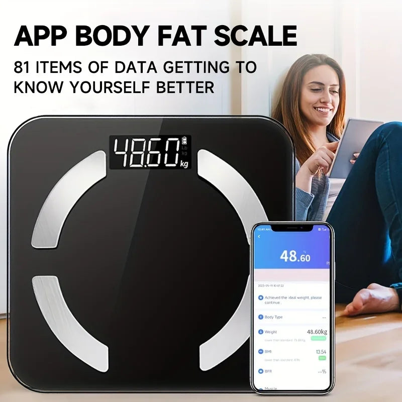 Premium Solar Body Fat Scale – Smart Digital BMI & Heart Rate Tracker, 180KG