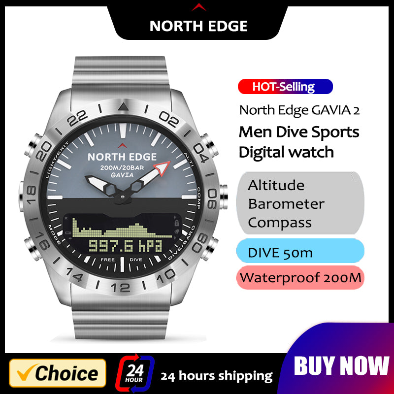 Premium Military Dive Watch for Men – 200M Waterproof, Altimeter, Compass, Barometer, Digital Clock, Thermometer, Pedometer, 