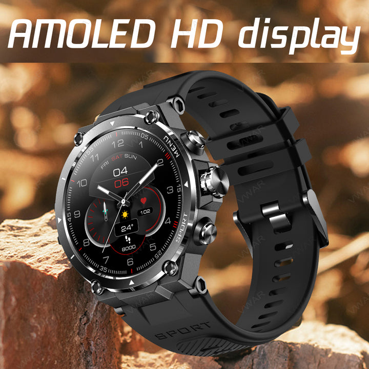 Premium GPS Smartwatch with 1.3" AMOLED Display, 24h Heart Rate & SpO2 Monitor, 5 ATM Waterproof, 25-Day Battery Life, 