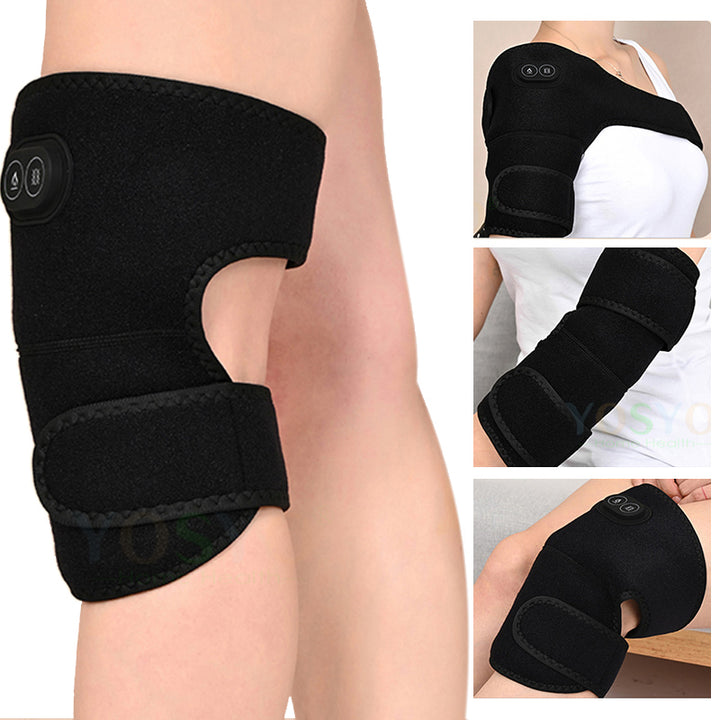 Premium Electric Heated Shoulder Brace & Knee Support with Vibration Massage, Adjustable Strap, Far Infrared Heat, USB  