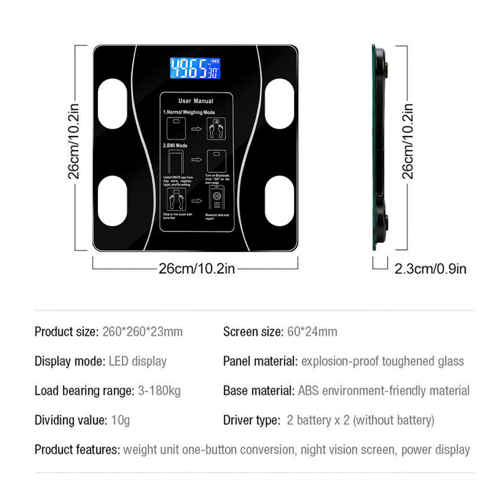 Premium Smart Body Fat Scale – Bluetooth Digital Bathroom Scale with App, Toughened Glass, 180kg Capacity