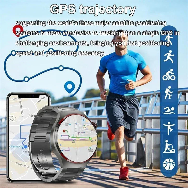 Premium Smartwatch for Men – 1.53'' AMOLED HD Screen, GPS, NFC, Bluetooth Calling, IP68 Waterproof, Heart Rate & Blood 