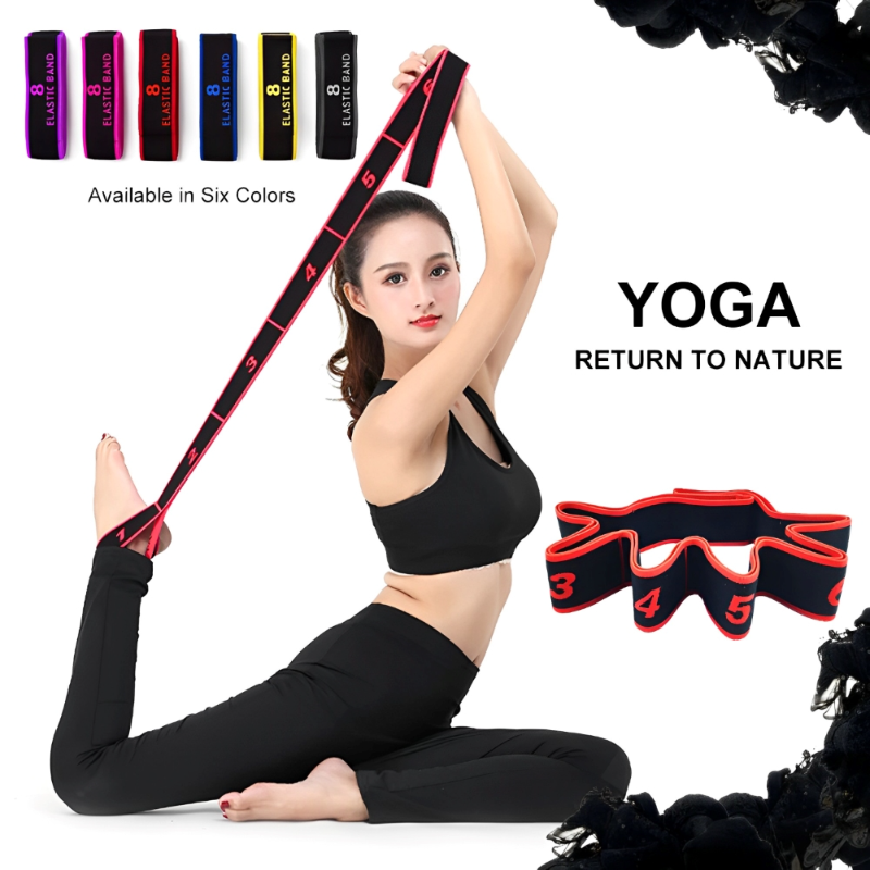 High-Quality 8-Section Stretching Resistance Band – Multi-Functional Elastic Yoga & Pilates Fitness Belt for Targeted