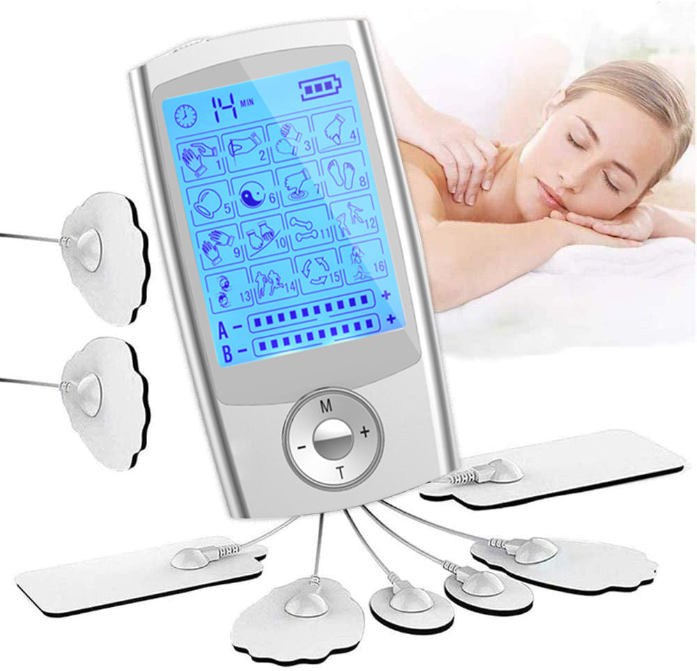 Premium EMS Professional Muscle Stimulator - 4 Output Channels, 24 Modes, Pain Relief Tens Machine, Adjustable Timer & 