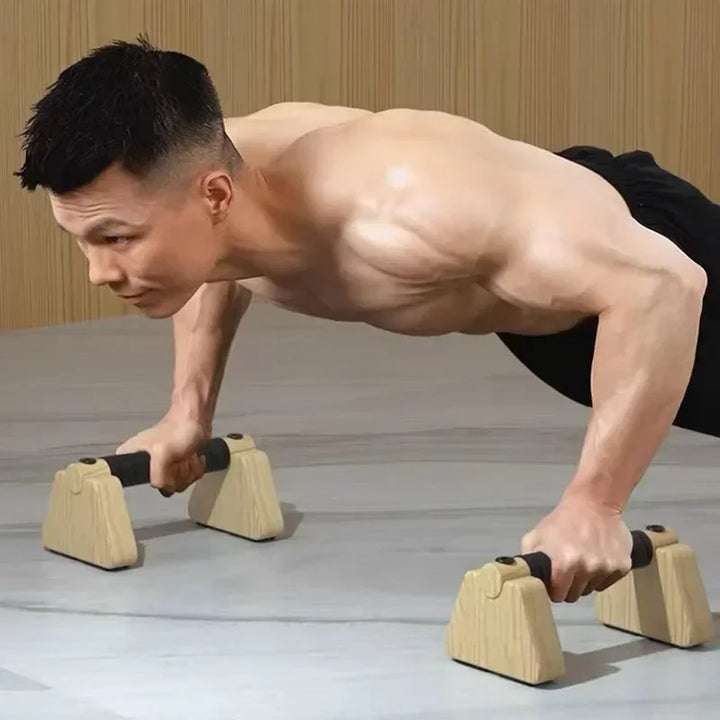 Premium Wooden Push-up Bars – Beech Wood Pull Up Stand Handles for Home Fitness, Calisthenics Exercise Equipment, Non-slip 