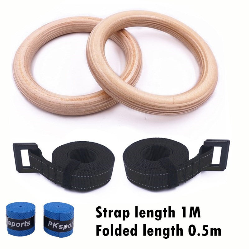 Premium Gymnastics Rings – Adjustable Wooden Rings with Nylon Straps for Kids & Adults, 400kg Load Capacity, Ideal for Home
