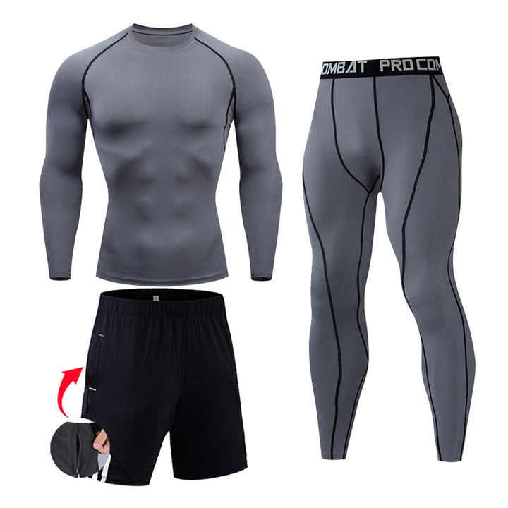 Premium Men’s Compression Sportswear Set – Gym Tights & Rashguard, Workout & Running Tracksuit, Training Clothes for Jogging