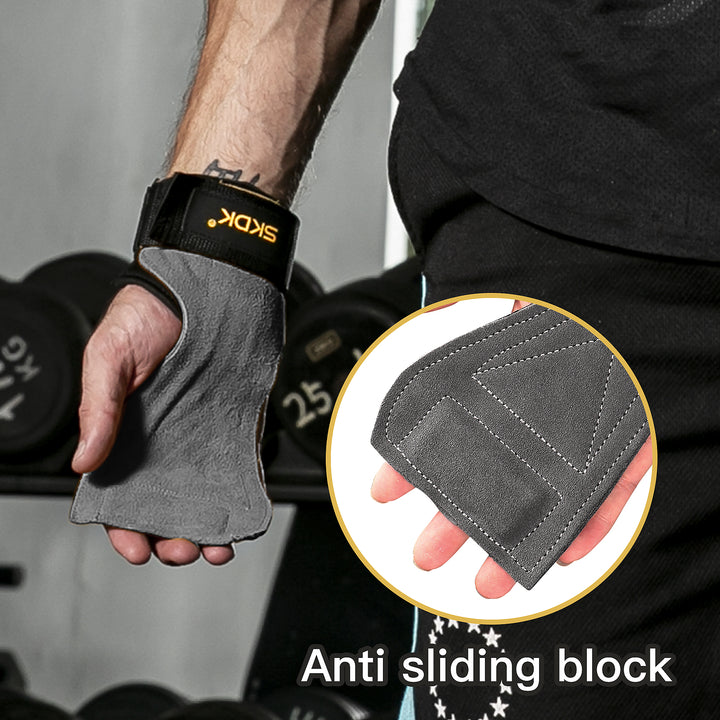 Premium Cowhide Gym Grips - Palm Guards & Protectors for Weightlifting, Gymnastics & Fitness Training - Durable Workout 