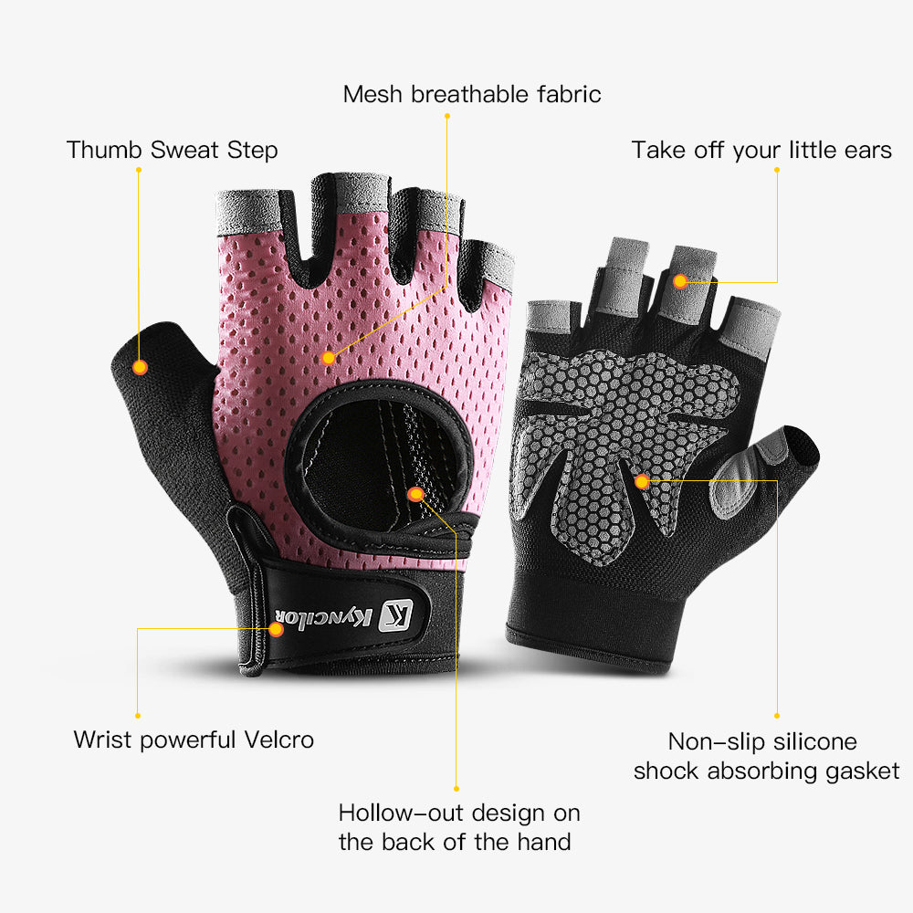 Premium Half Finger Gloves for Gym & Cycling - Anti-Slip Gel Pad Workout Gloves for Men & Women, Fingerless Fitness Gloves,