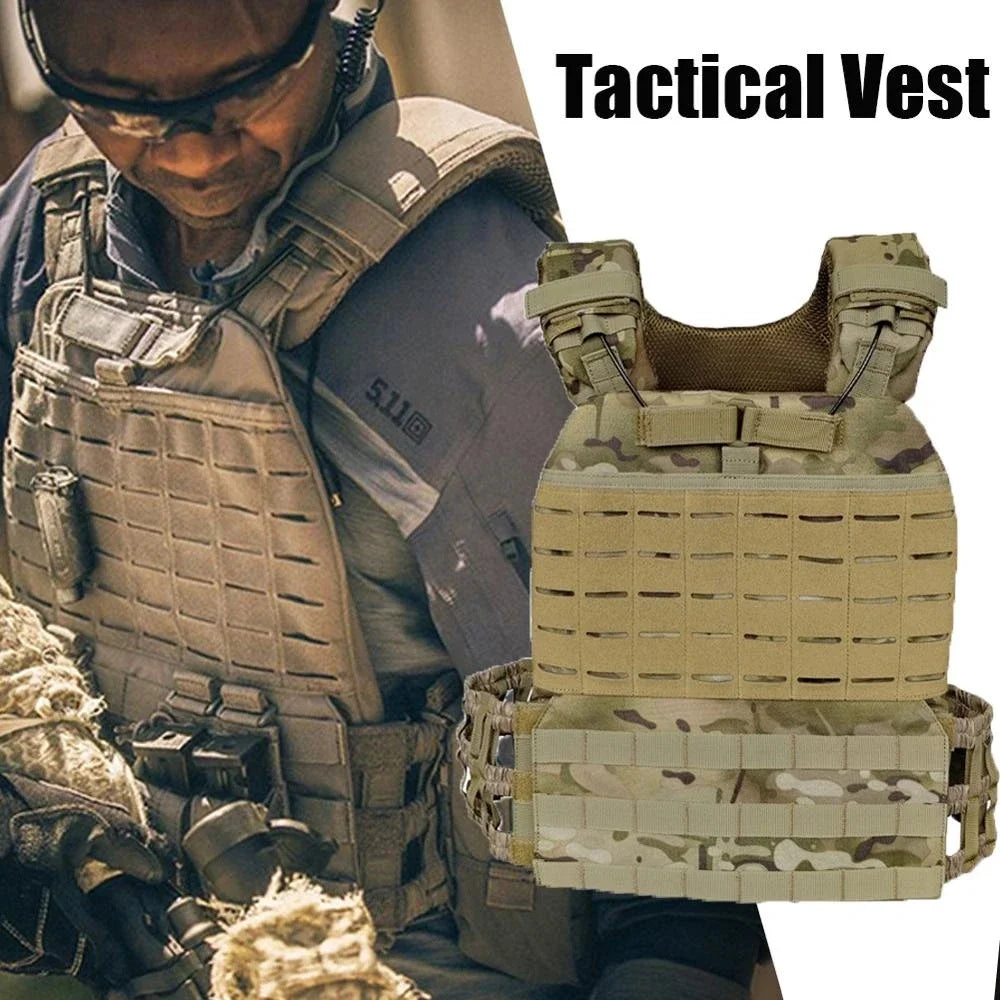 Premium Tactical Hunting Vest for Men – Camouflage Plate Carrier, 900D Outdoor Sports Fitness, Weighted Training Vest,