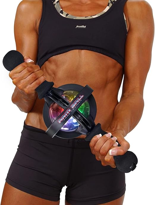 Premium Arm Strength Exerciser – Gyroscope Forearm Trainer with LED Light – Core Trainer for Home Gym Fitness – Powerball Arm Ball with Pull Rope Start, 200KG Resistance - StrengthXPhysiotherapy