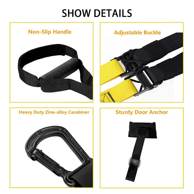 Premium Suspension Training Bands – Adjustable Full Body Resistance Bands for Strength Training, Yoga, and Core Workouts, 