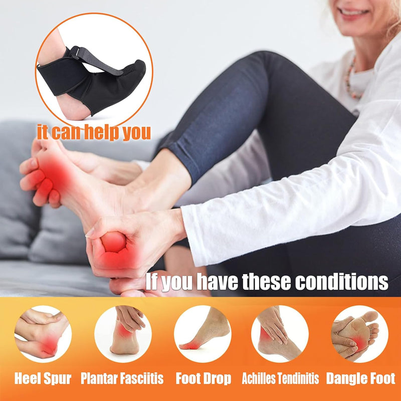 Premium Plantaar Fasciitis Night Splint Sock - Soft Foot Drop Brace for Pain Relief, Adjustable Stretcher for Achilles 