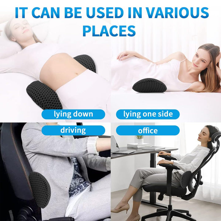 Premium Lumbar Support Pillow – Memory Foam Back Cushion for Car Seat & Office Chair – Ergonomic Waist Pillow for Lower Back