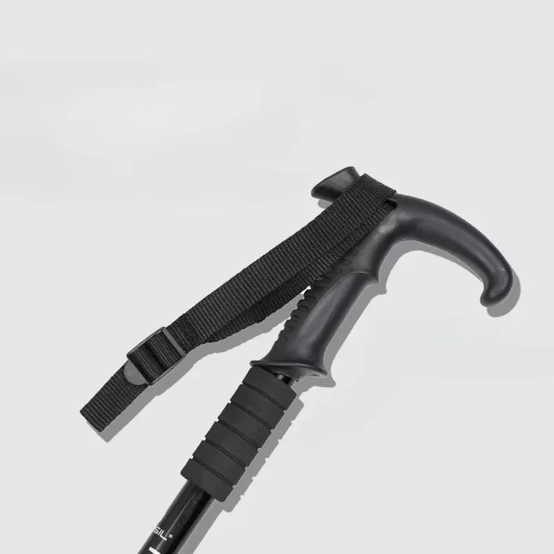 Premium Portable Folding Trekking Pole – Lightweight Alloy Shaft, Carbon Tungsten Steel Tip, Adjustable T-Handle, 4-Section 