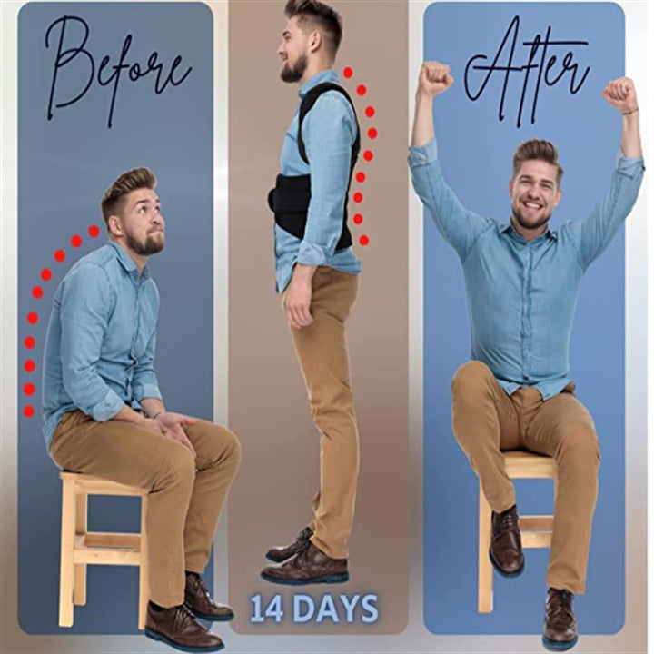 Premium Adjustable Shoulder Brace for Sports, Back Pain Relief, Compression Support, Double Bandage Strap, Lightweight  