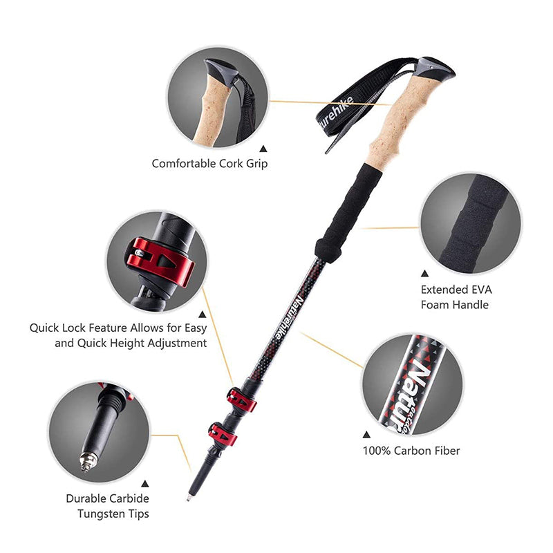 Premium Carbon Fiber Trekking Poles – Lightweight, Collapsible Telescopic Walking & Hiking Stick for Climbing, 2-Piece Set, 