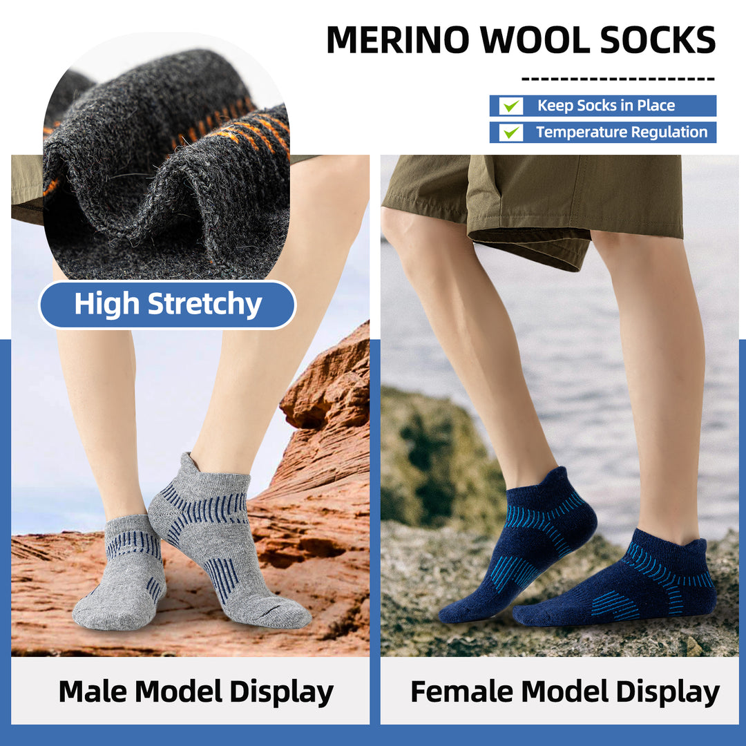 Premium Compression Socks for Men & Women – 6 Pairs Sweat Absorbing Ankle Socks for Hiking, Running, Sports – Low Cut, 