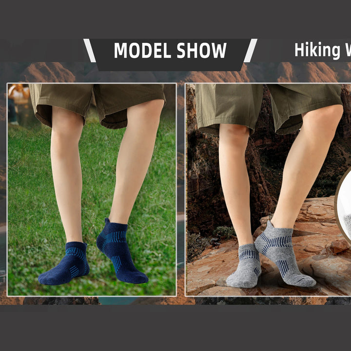 Premium Sweat Absorbing Compression Running & Hiking Socks – 6 Pairs, Thick Cotton Ankle Sports Socks for Men & Women, Low Cut, Breathable, Moisture-Wicking, Compression Support - StrengthXPhysiotherapy