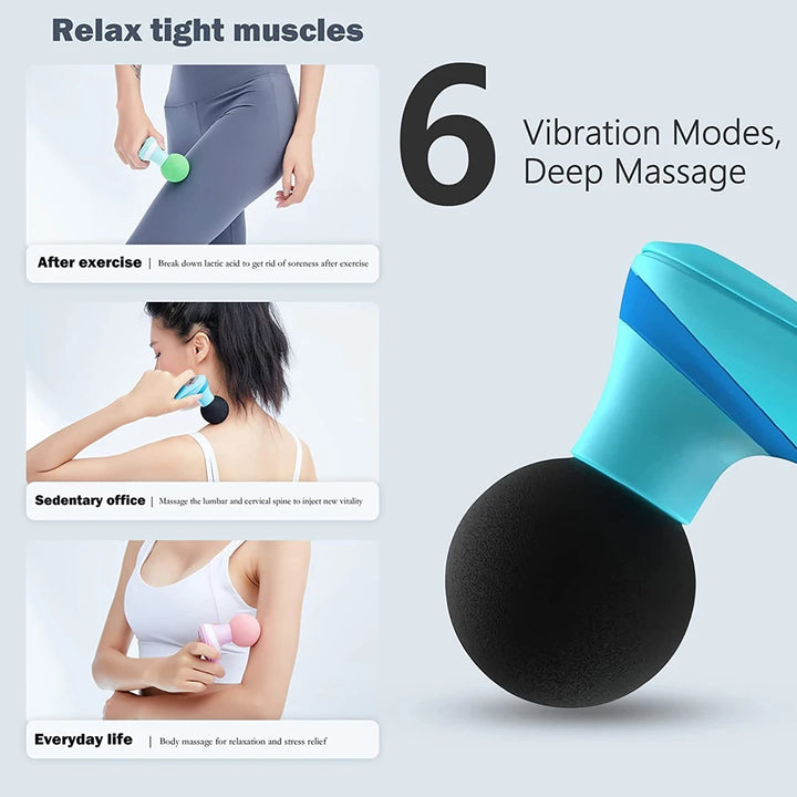 Premium Electric Handheld Massager - 6 Powerful Modes, Portable Mini Back Massager for Muscle Relief, Shoulder & Leg Tension,