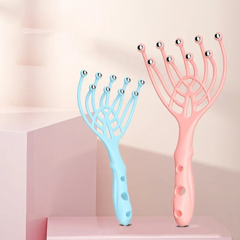 Premium Head Massager - Octopus Scalp Scratcher with Stainless Steel Tentacles for Deep Tissue Relaxation, Acupoint